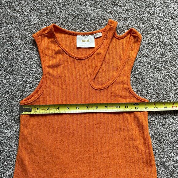 Maeve Anthropologie orange ribbed cut-out tank top size M - Picture 11 of 12